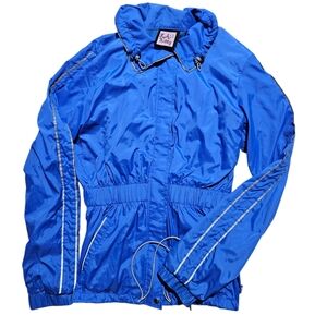 L.A. Kitty Blue Cobalt Women's Windbreaker Reflective Jacket Size Small